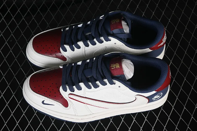 All categories Air Jordan Jordan series basketball shoes Air Jordan 1 Low High-end customized low-top sneakers Travis Scott x Fragment Design x Air Jordan 1 Low OG SP AJ1 Joe 1 Year of the Horse limited white red and blue low-top cultural and casual sneakers NH0601-059